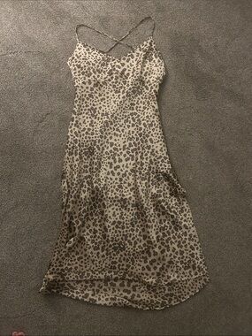 Abercrombie & Fitch Leopard-Print Slip Midi Dress - Beige Taupe